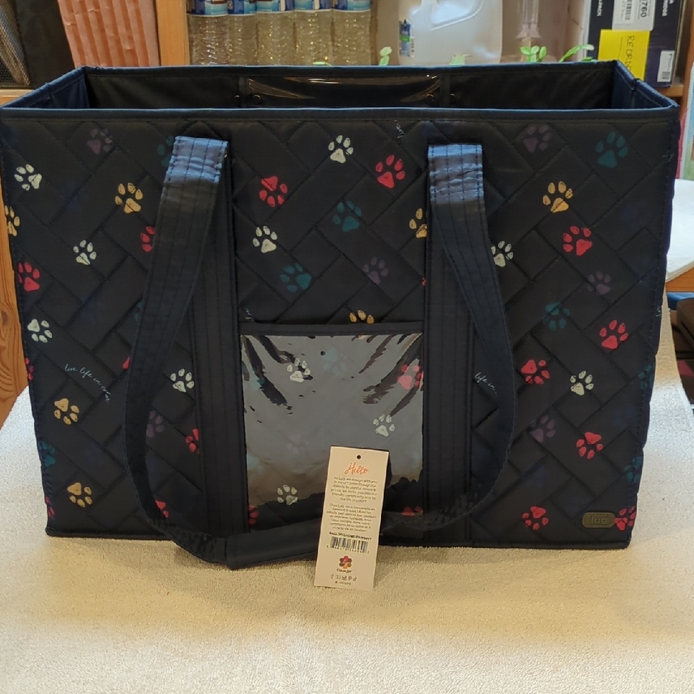 🐾 Lug Gallop XL Home Storage Tote “Paws Navy”. NWT